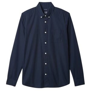 GAP Mens‎ Long Sleeve Oxford Button Down Shirt Standard Fit Stretch Blue Size L
